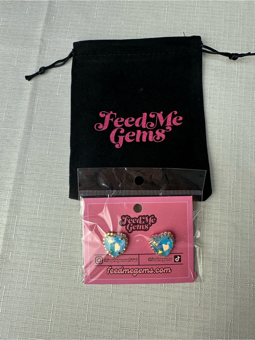 NEW Feed Me Gems Blue Opal Signature Heart Studs - Picture 3 of 5